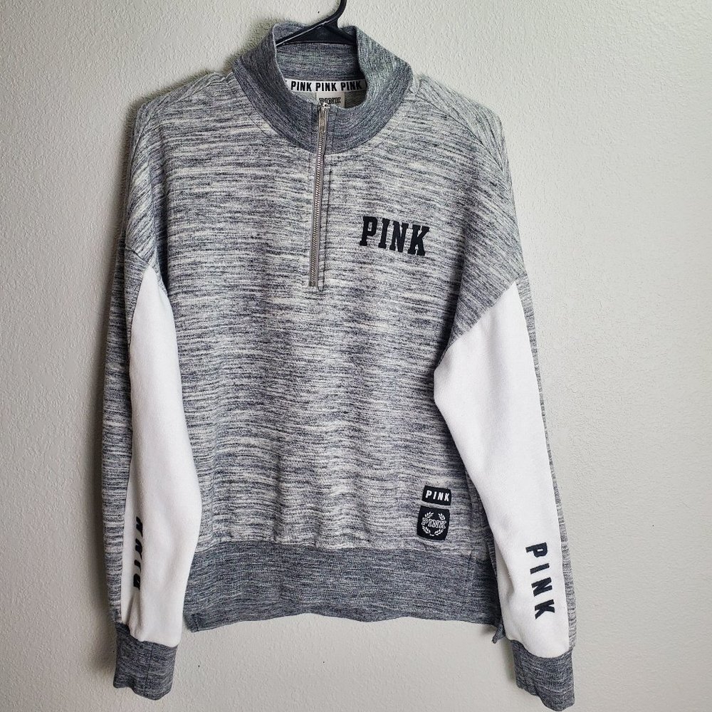 Pink Victoria's Secret 1/4 Zip Collared Pullover Lightweight Sweatshirt …